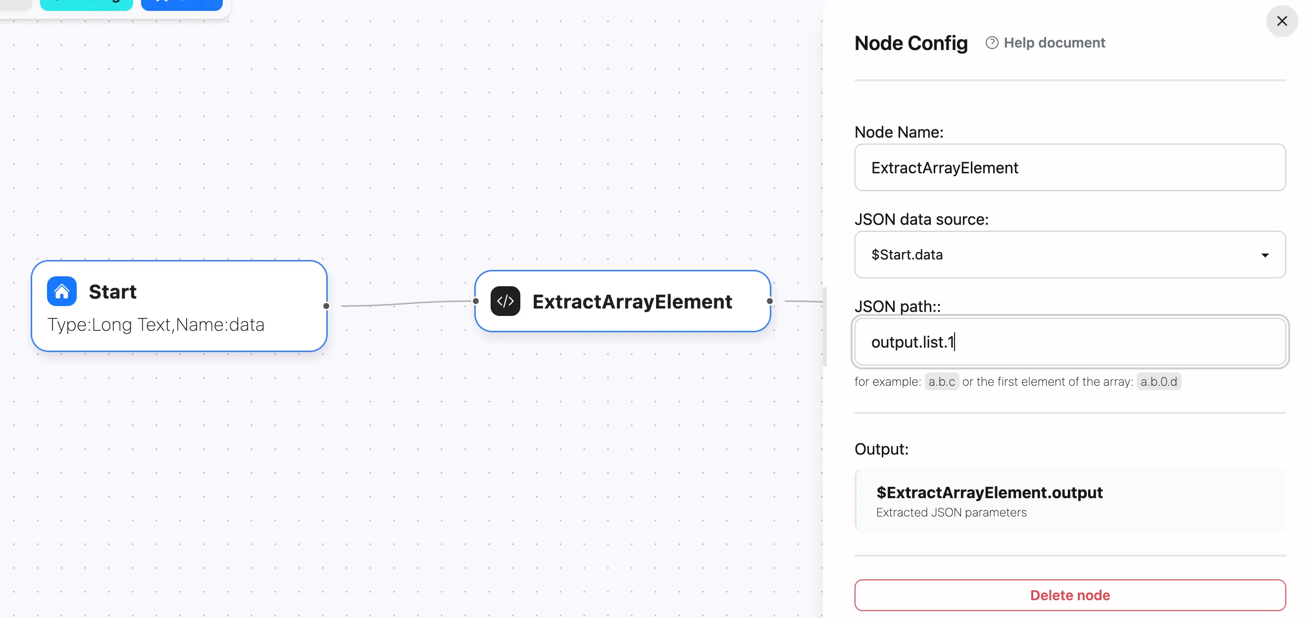 Array Element Extraction Configuration