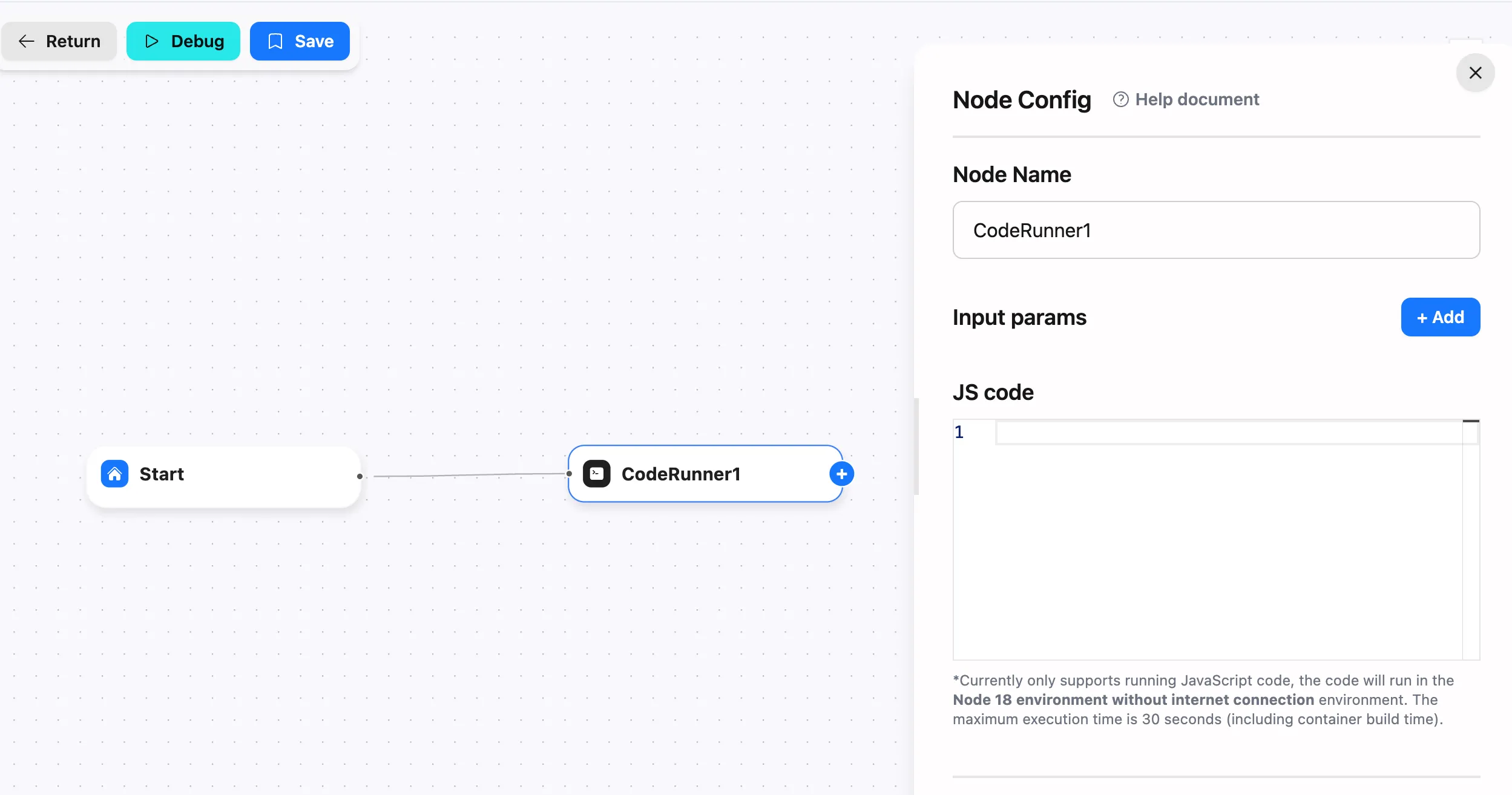 Code Runner Node Basic Settings