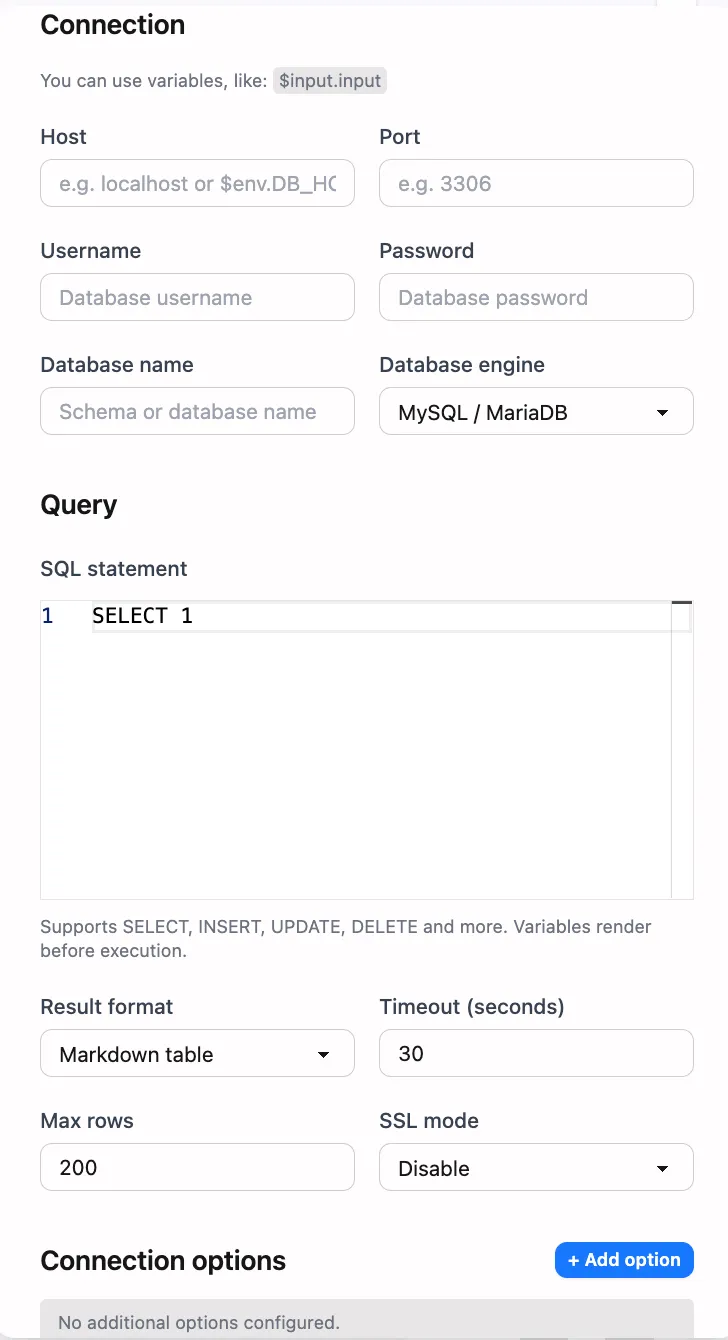 database node config
