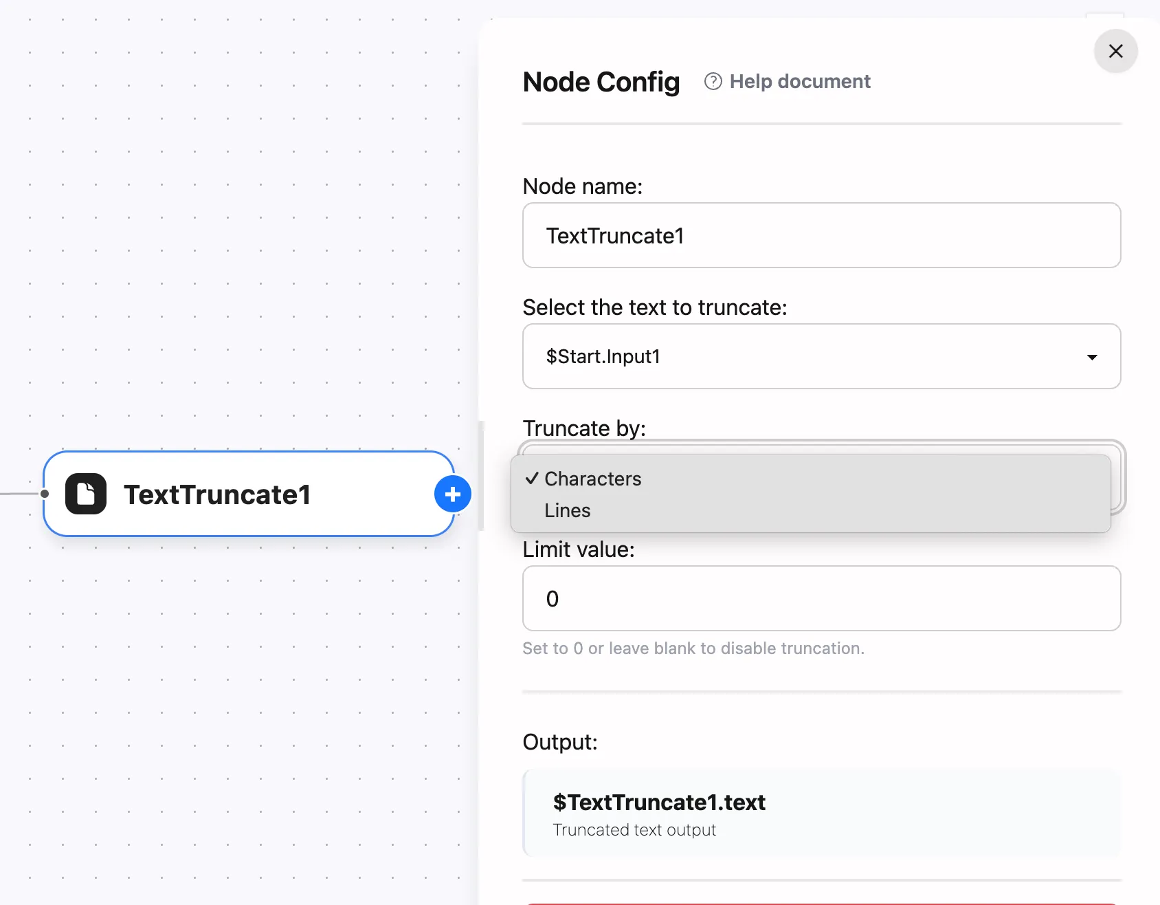 text truncate node