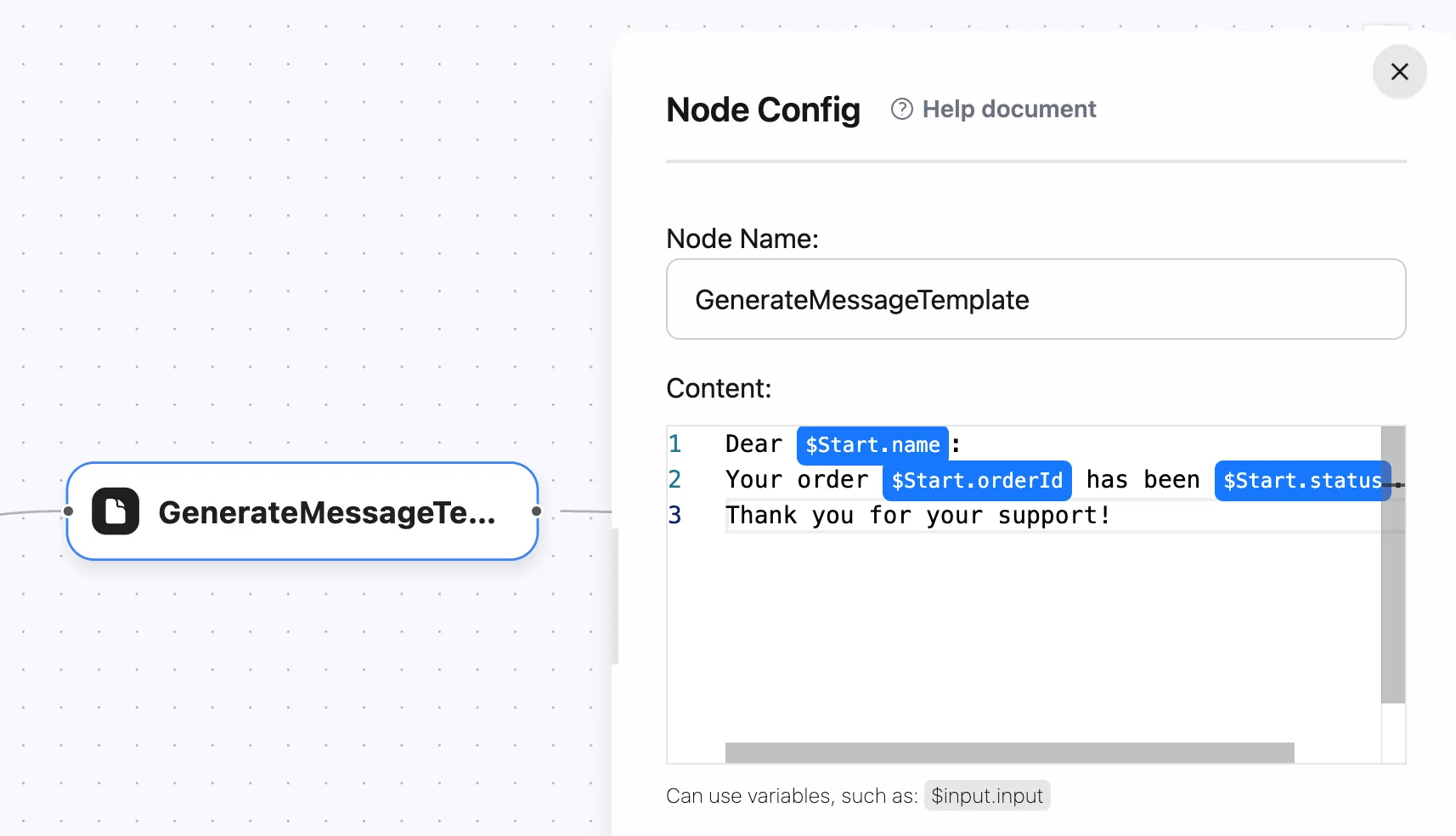 Message Template Generation Configuration