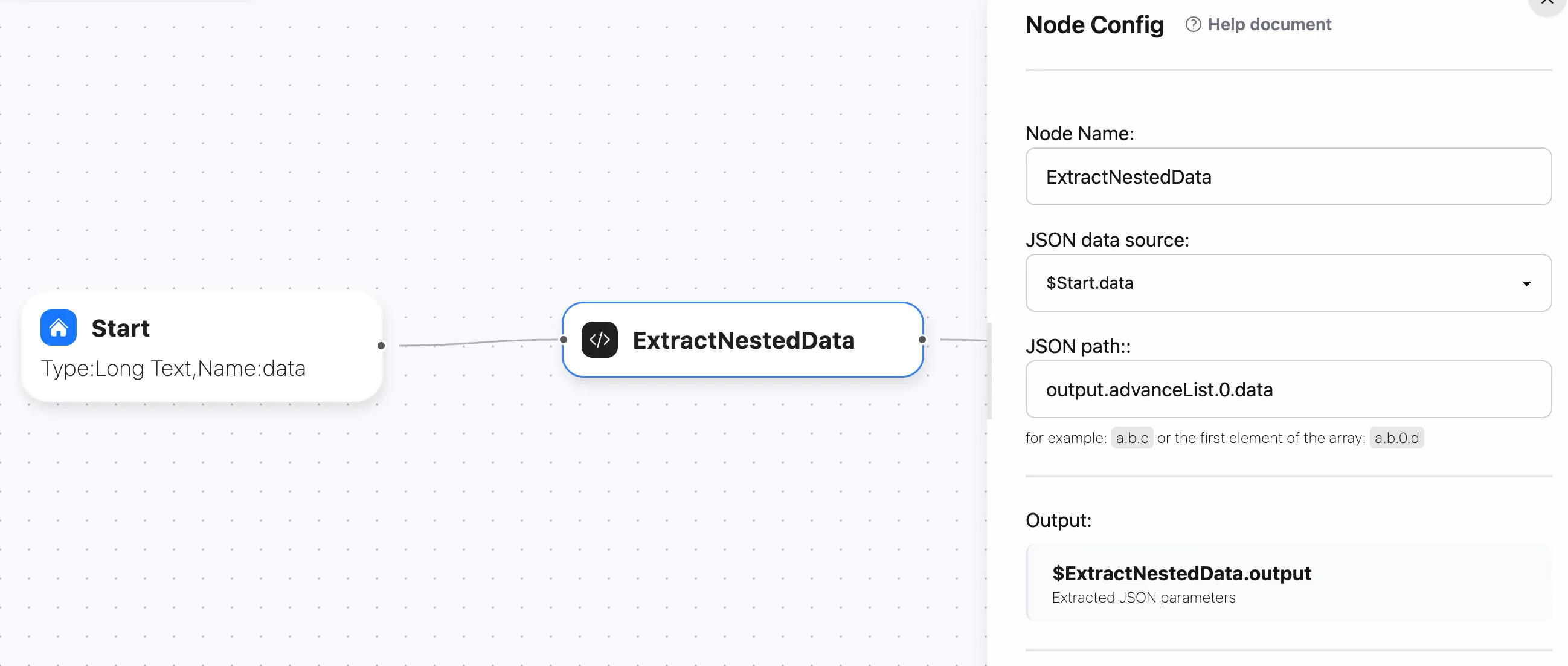 Nested JSON Parameter Extraction Configuration