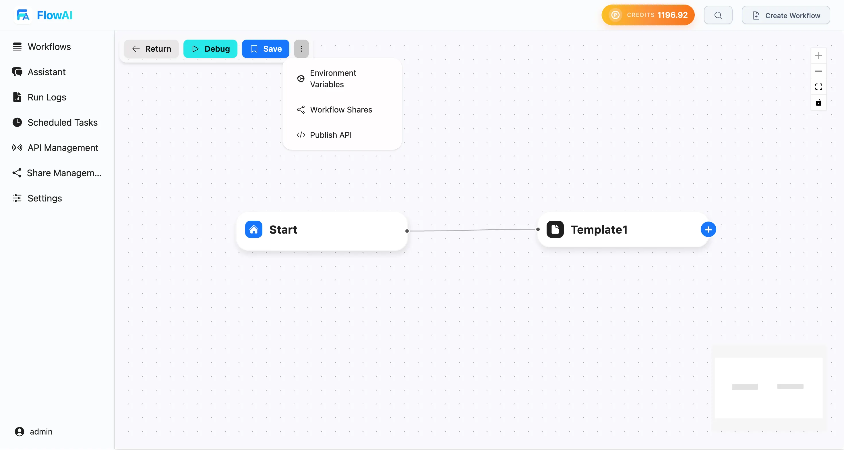 Open workflow shares menu