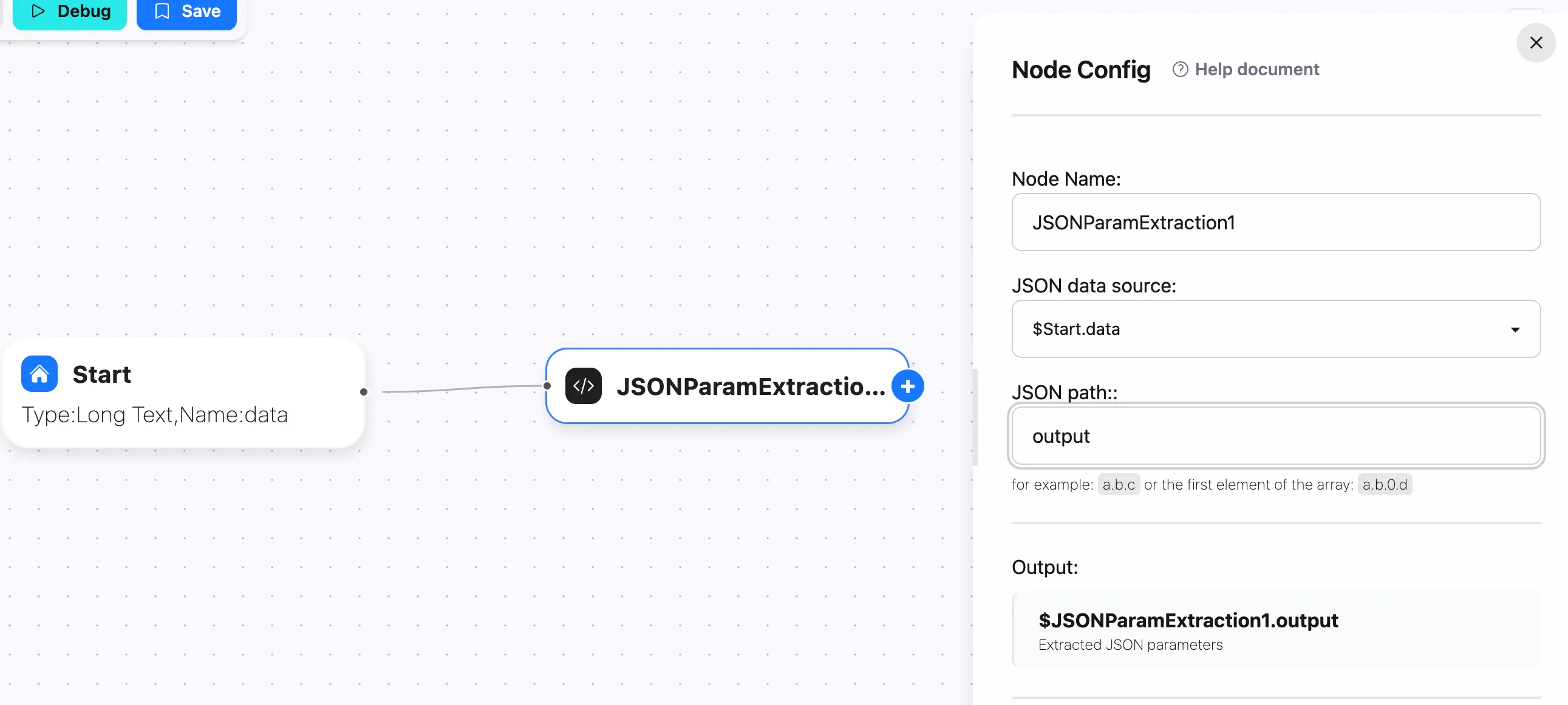 JSON Parameter Extraction Configuration